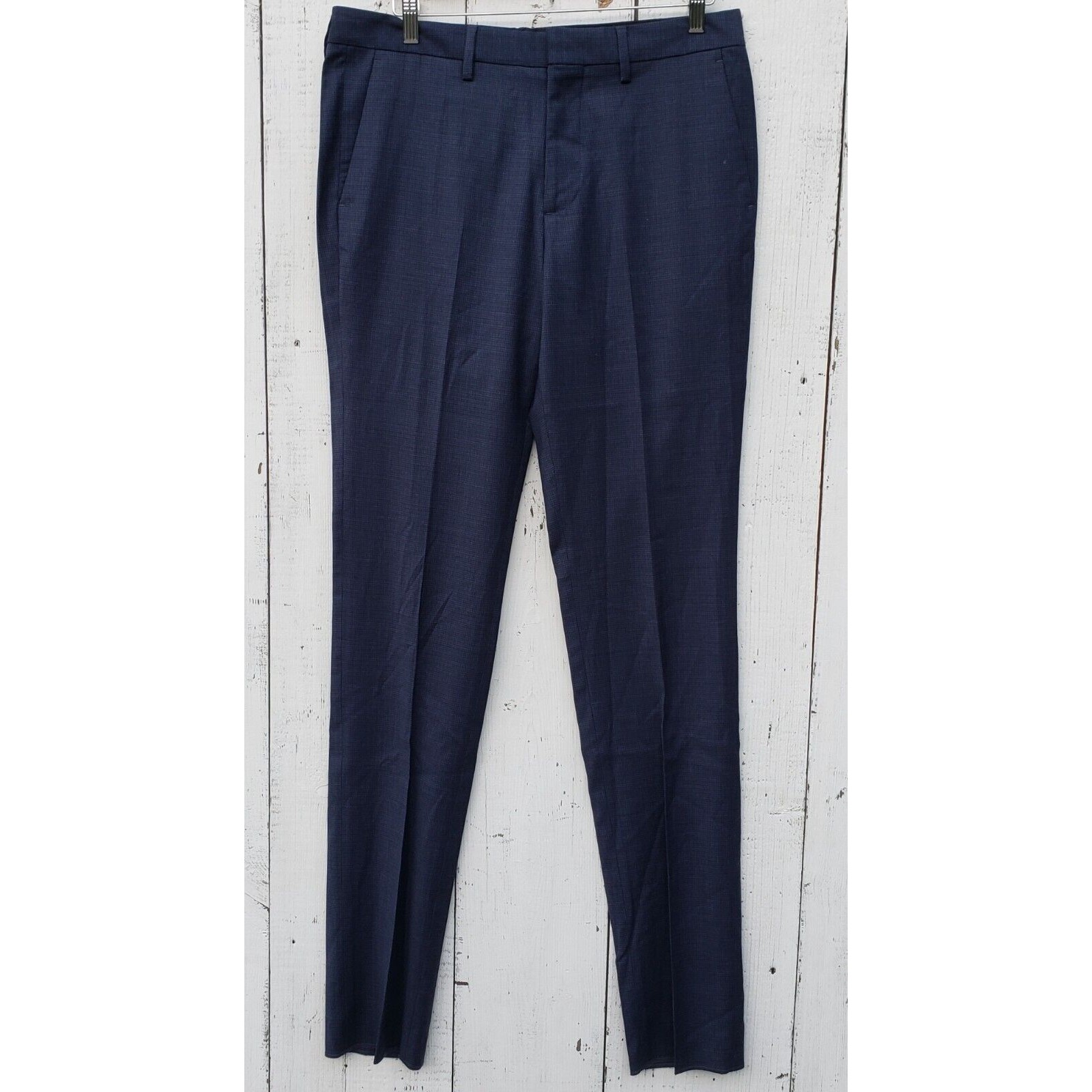 Bonobos Italian Navy Micro Houndstooth Wool Mens Sz 33 Unf Suit Pants Athletic